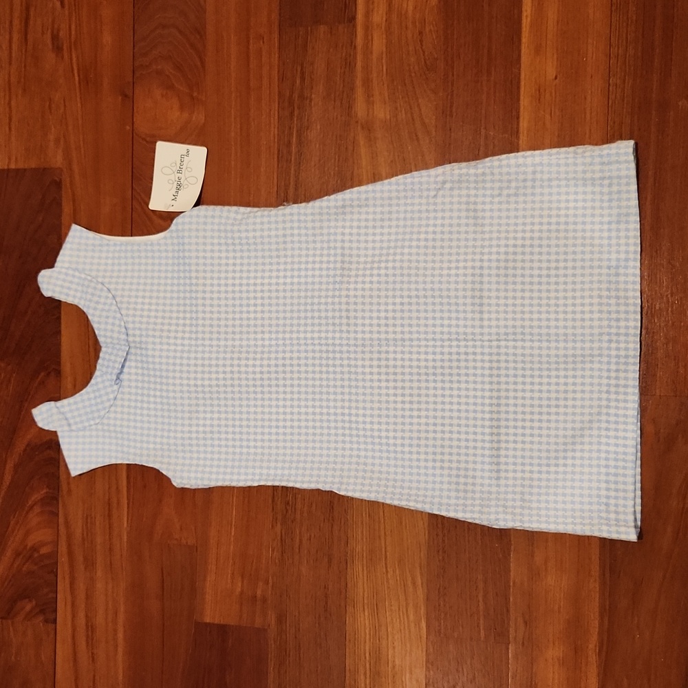 Girls Blue and White Houndstooth Dress, Size 12 NWT